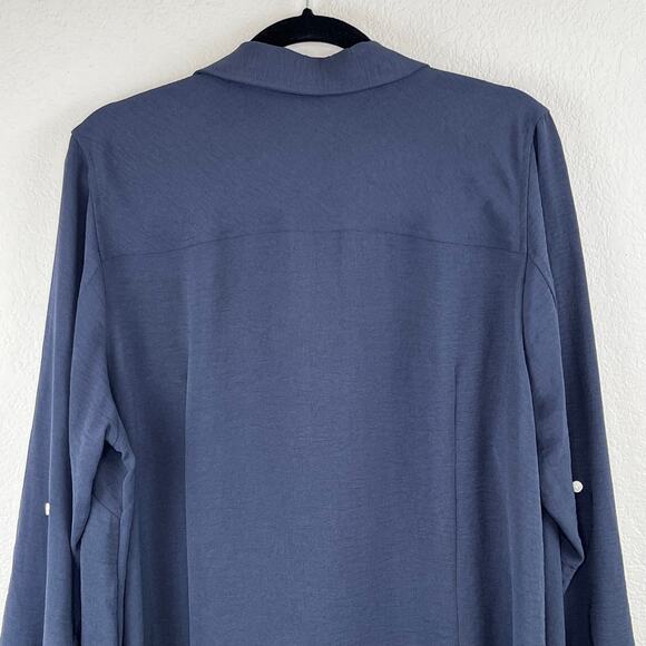 Tommy Hilfiger Navy Blue Roll-Tab-Sleeve Button-Down Shirt Plus Size 0X NWT - Picture 10 of 14